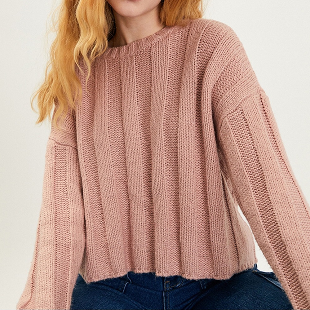 PacSun Ribbed Pullover Sweater in Blush Pink
